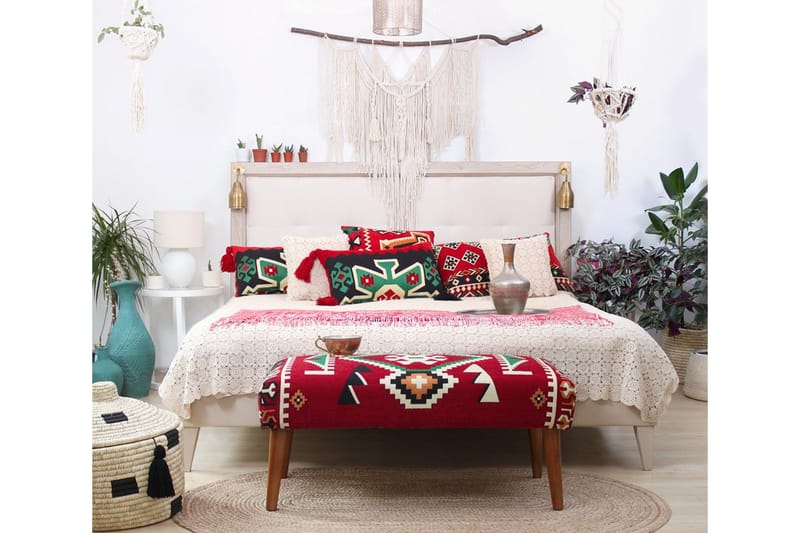 Crossett Siddepuf 91 cm - Rød/Hvid - Møbler - Stole & lænestole - Taburet & skammel - Ottoman