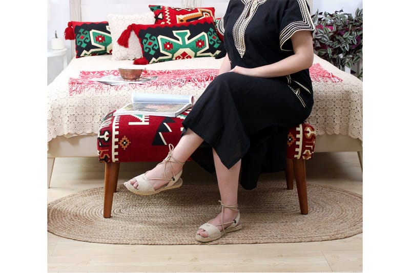 Crossett Siddepuf 91 cm - Rød/Hvid - Møbler - Stole & lænestole - Taburet & skammel - Ottoman