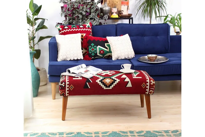 Crossett Siddepuf 91 cm - Rød/Hvid - Møbler - Stole & lænestole - Taburet & skammel - Ottoman