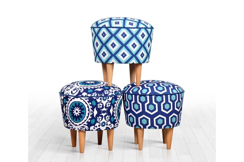 Debesis Siddepuf 42 cm - Blå/Hvid - Møbler - Stole & lænestole - Taburet & skammel - Ottoman