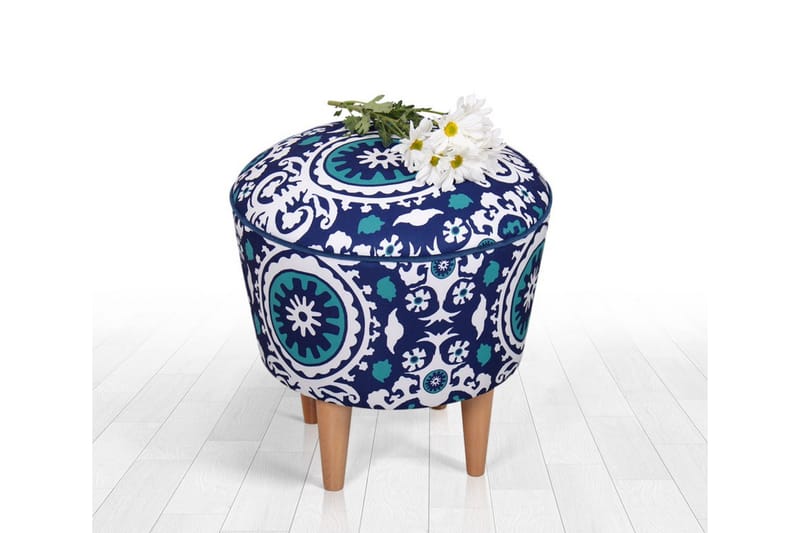 Debesis Siddepuf 42 cm - Blå/Hvid - Møbler - Stole & lænestole - Taburet & skammel - Ottoman