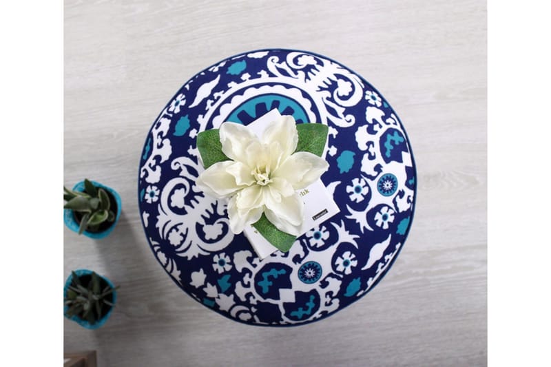 Debesis Siddepuf 42 cm - Blå/Hvid - Møbler - Stole & lænestole - Taburet & skammel - Ottoman