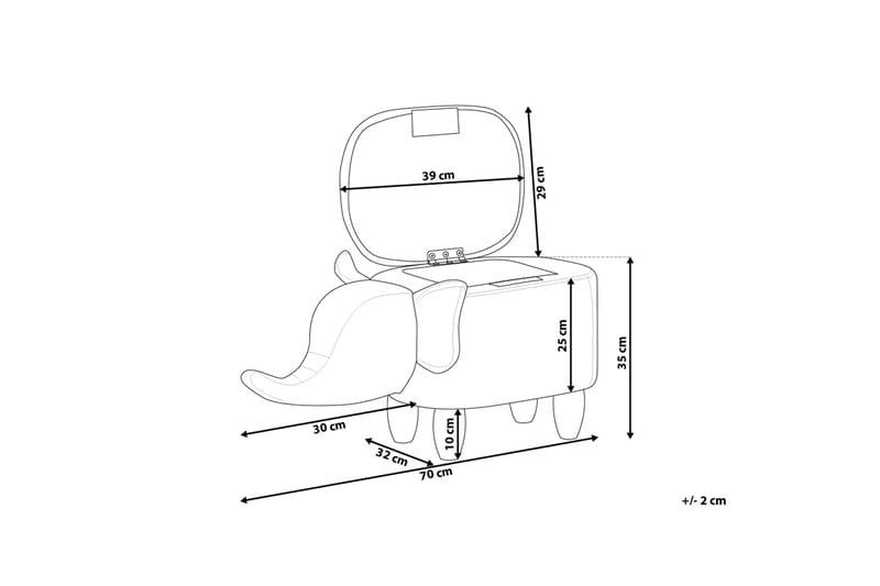 Elephant siddepuf 70 cm - Grå - Ottoman