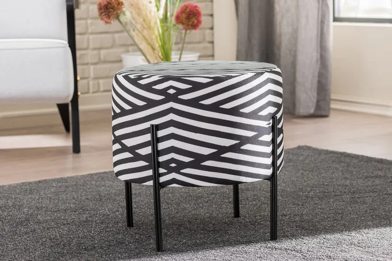 Flowery Ottoman, Sort/Hvid