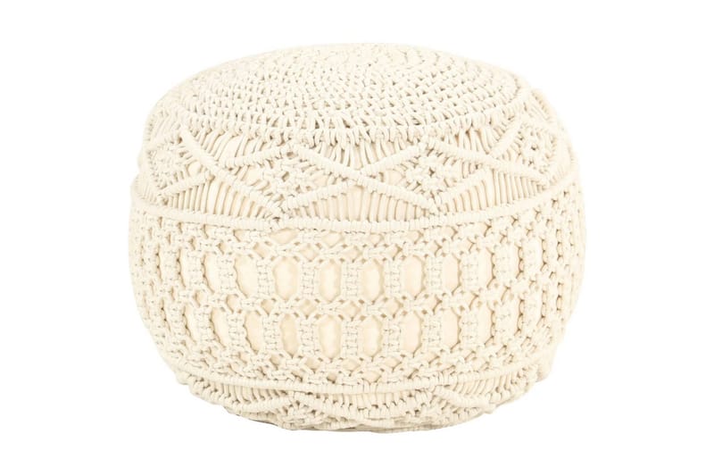 Håndlavet macramépuf 45x30 cm bomuld - Beige - Ottoman