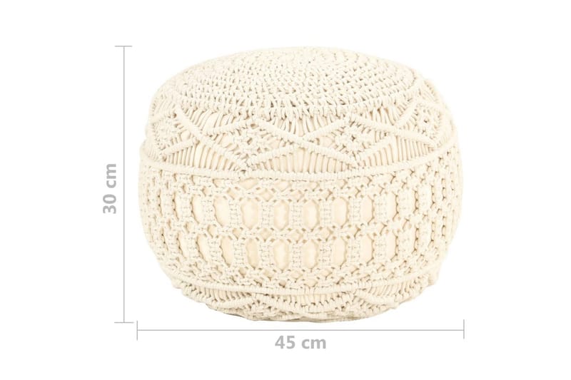 Håndlavet macramépuf 45x30 cm bomuld - Beige - Møbler - Stole & lænestole - Taburet & skammel - Ottoman
