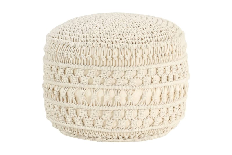 Håndlavet macramépuf 45x30 cm bomuld - Beige - Møbler - Stole & lænestole - Taburet & skammel - Ottoman