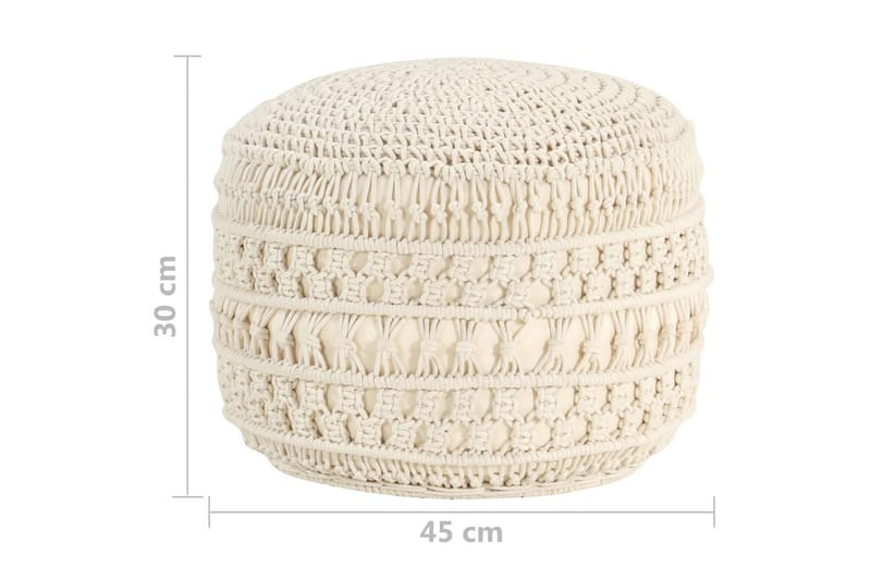 Håndlavet macramépuf 45x30 cm bomuld - Beige - Ottoman