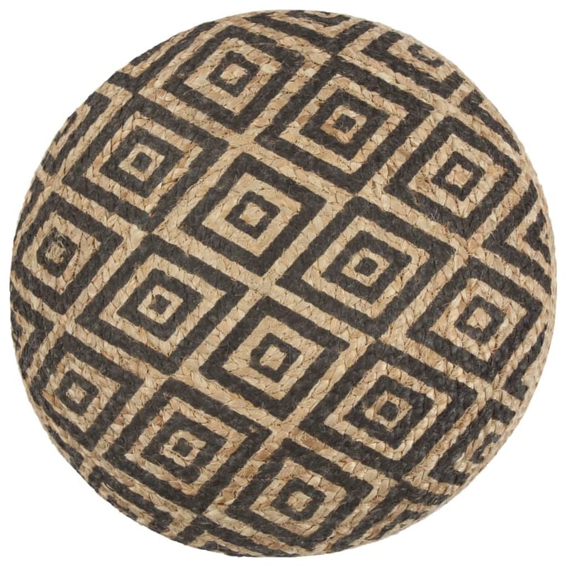 Håndlavet Puf 45 X 30 Cm Jute Sort - Sort - Ottoman