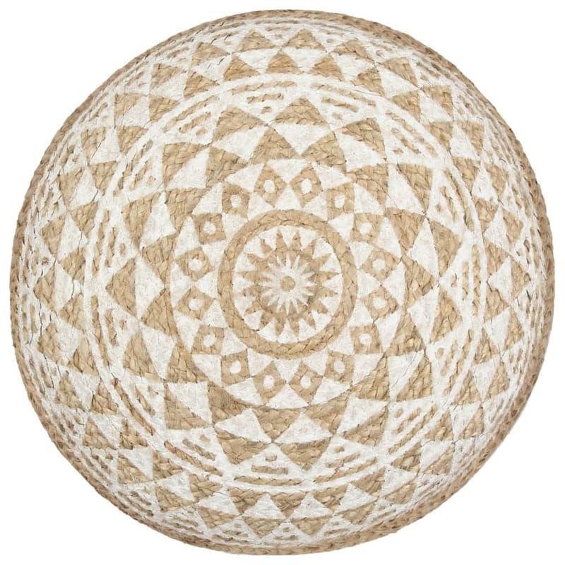 Håndlavet Puf 40 X 45 Cm Jute Hvid - Hvid - Ottoman