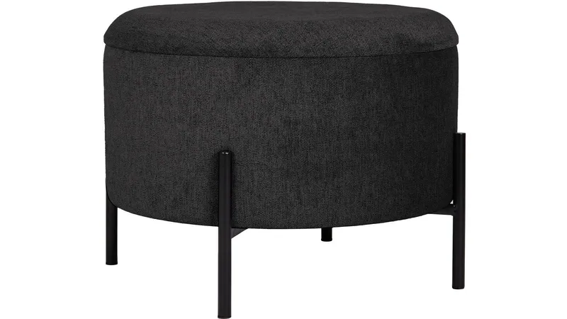 Karan puf med opbevaring 55 cm rund, Antracit
