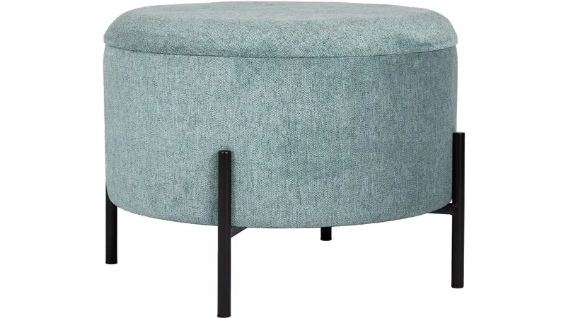 Karan puf med opbevaring 55 cm rund, Blågrøn