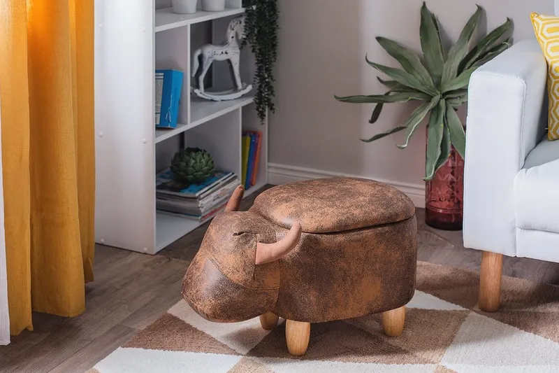 Ko sædehynde 60 cm - Brun - Møbler - Stole & lænestole - Taburet & skammel - Ottoman - Ottoman & siddepuf med opbevaring