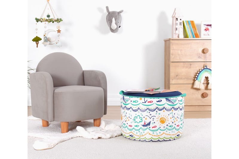 Lachine Børnepuf - Blå/Hvid - Møbler - Stole & lænestole - Taburet & skammel - Ottoman