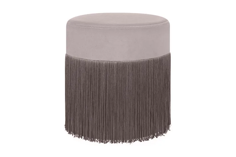 Lefurgy puf med Fransar Sammet, Beige