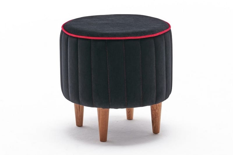 Lindyan Ottoman Rund - Sort/Natur - Ottoman