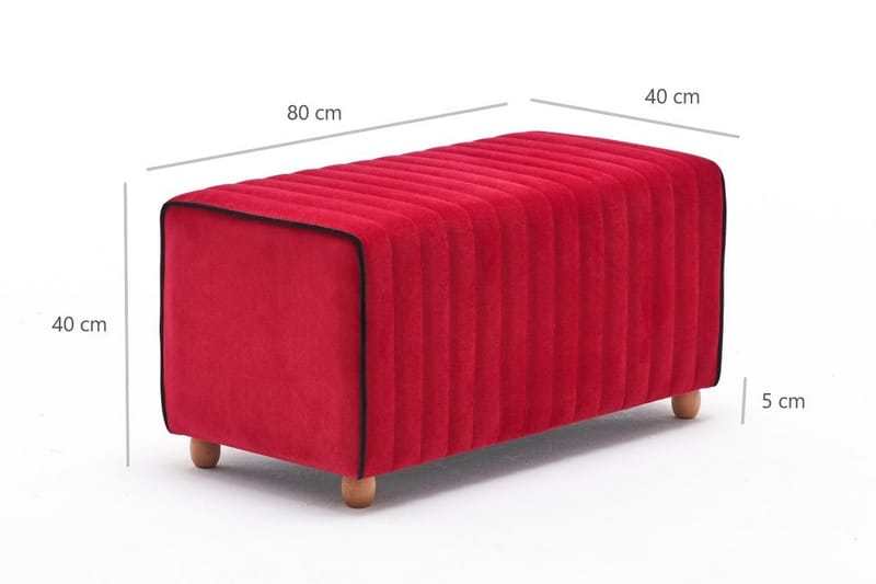 Mabellia Ottoman - Rød/Natur - Ottoman