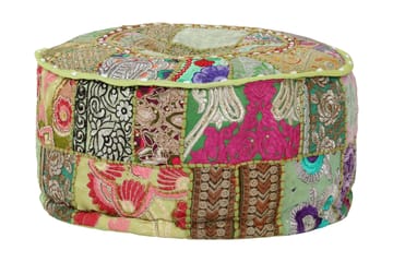 Puffe Med Patchwork Rund Bomuld Håndlavet 40 X 20 Cm Grøn - Grøn - Møbler - Stole & lænestole - Taburet & skammel - Ottoman - Marokkansk puf