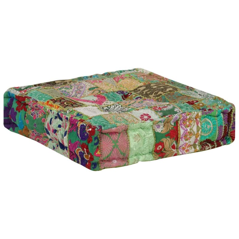 Puffe Med Patchwork Firkantet Bomuld Håndlavet 50X50X12 Cm - Flerfarvet - Ottoman - Marokkansk puf