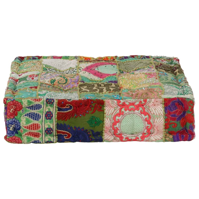 Puffe Med Patchwork Firkantet Bomuld Håndlavet 50X50X12 Cm - Flerfarvet - Ottoman - Marokkansk puf