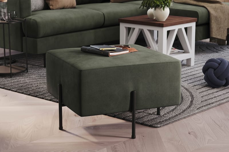 Menard Compact Sittpuff 60 cm Kvadratisk Scandi Days Fjord 79, Dark green Manchester - Møbler - Stole & lænestole - Taburet & skammel - Ottoman