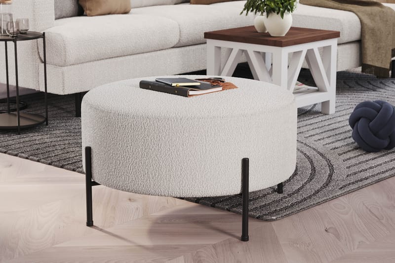 Menard Compact Puf Rund 70 cm - Hvid - Møbler - Stole & lænestole - Taburet & skammel - Ottoman