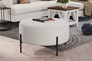 Menard Compact Puf Rund 70 cm - Hvid - Møbler - Stole & lænestole - Taburet & skammel - Ottoman