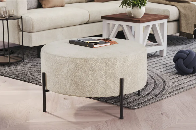 Menard Compact Puf Rund 70 cm - Hvid - Møbler - Stole & lænestole - Taburet & skammel - Ottoman