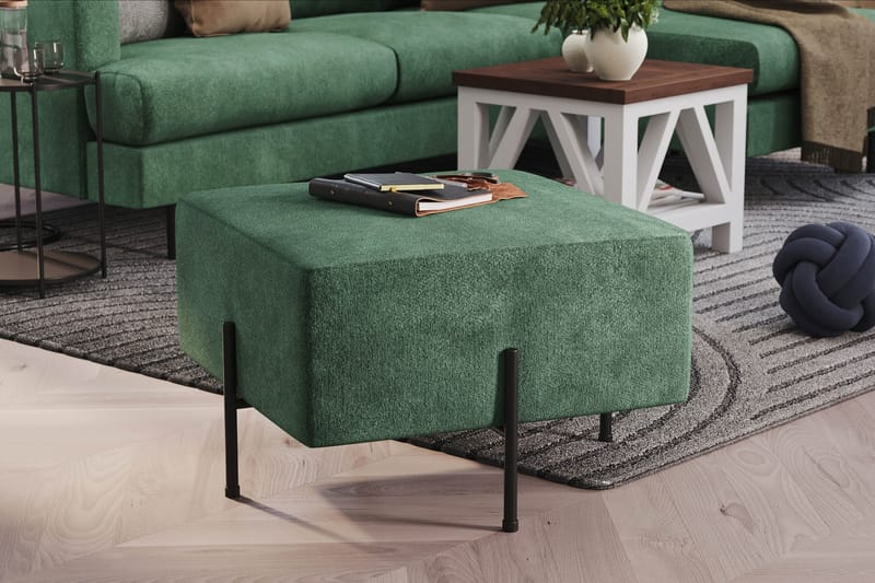 Menard Compact Puf 60 cm Kvadratisk - Grøn - Møbler - Stole & lænestole - Taburet & skammel - Ottoman
