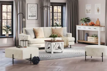 Menard Compact Puf 70 cm Kvadratisk - Hvid - Møbler - Stole & lænestole - Taburet & skammel - Ottoman