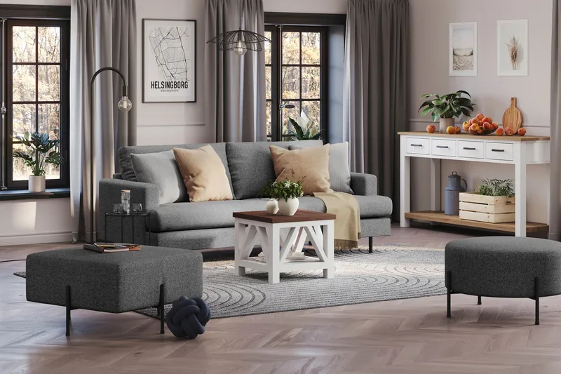 Menard Compact Puf 70 cm Kvadratisk - Mørkegrå - Møbler - Stole & lænestole - Taburet & skammel - Ottoman