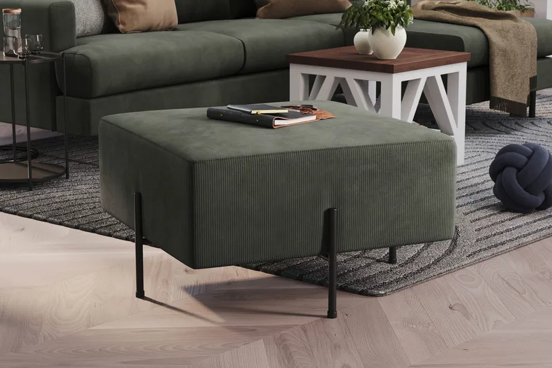 Menard Compact Puf 70 cm Kvadratisk - Mørkegrøn - Møbler - Stole & lænestole - Taburet & skammel - Ottoman