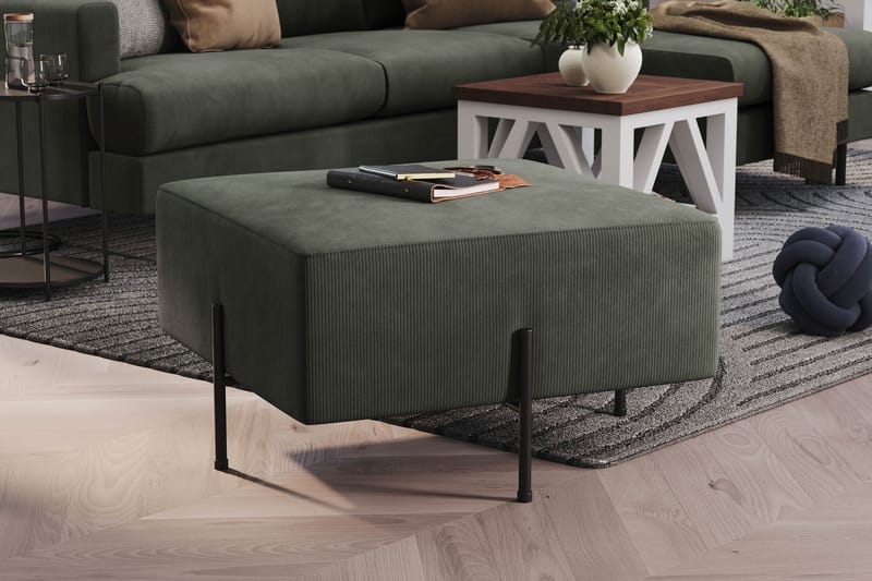 Menard Compact Puf 70 cm Kvadratisk - Mørkegrøn - Møbler - Stole & lænestole - Taburet & skammel - Ottoman