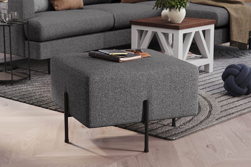Menard Compact Puf 60 cm Kvadratisk - Mørkegrå - Møbler - Stole & lænestole - Taburet & skammel - Ottoman