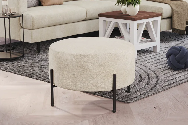 Menard Compact Puf Rund 60 cm - Hvid - Møbler - Stole & lænestole - Taburet & skammel - Ottoman