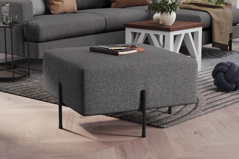 Menard Compact Puf 70 cm Kvadratisk - Mørkegrå - Møbler - Stole & lænestole - Taburet & skammel - Ottoman