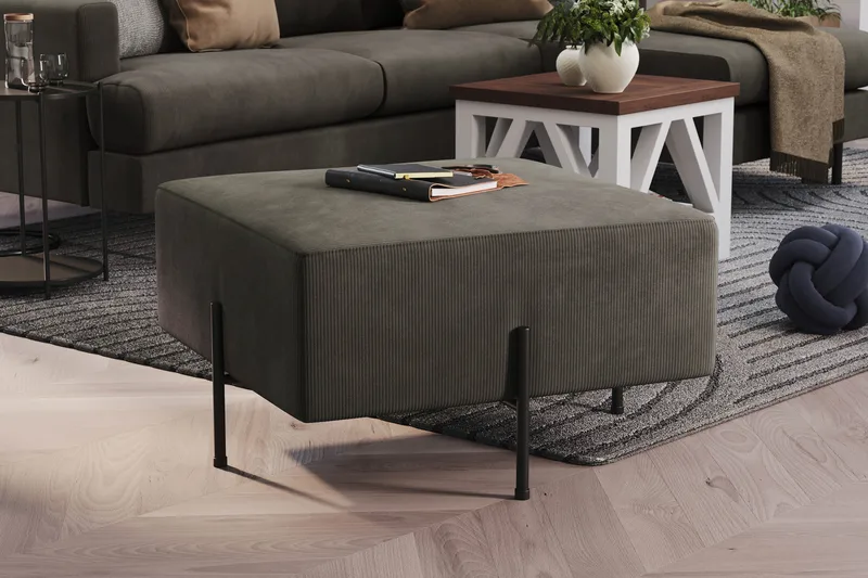 Menard Compact Puf 70 cm Kvadratisk - Mørkegrå - Møbler - Stole & lænestole - Taburet & skammel - Ottoman