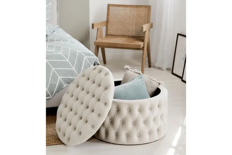 Munder Puf 70 cm - Hvid - Møbler - Stole & lænestole - Taburet & skammel - Ottoman