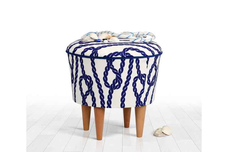 Pradera Siddepuf 42 cm - Blå/Hvid - Møbler - Stole & lænestole - Taburet & skammel - Ottoman