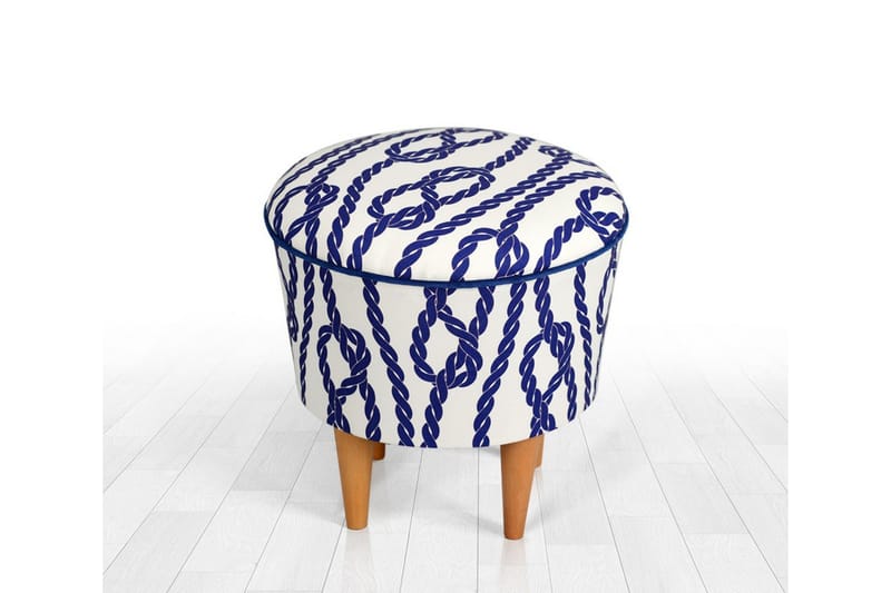 Pradera Siddepuf 42 cm - Blå/Hvid - Møbler - Stole & lænestole - Taburet & skammel - Ottoman