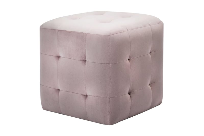 Puf 2 stk. 30 x 30 x 30 cm fløjlsstof pink - Lyserød - Ottoman