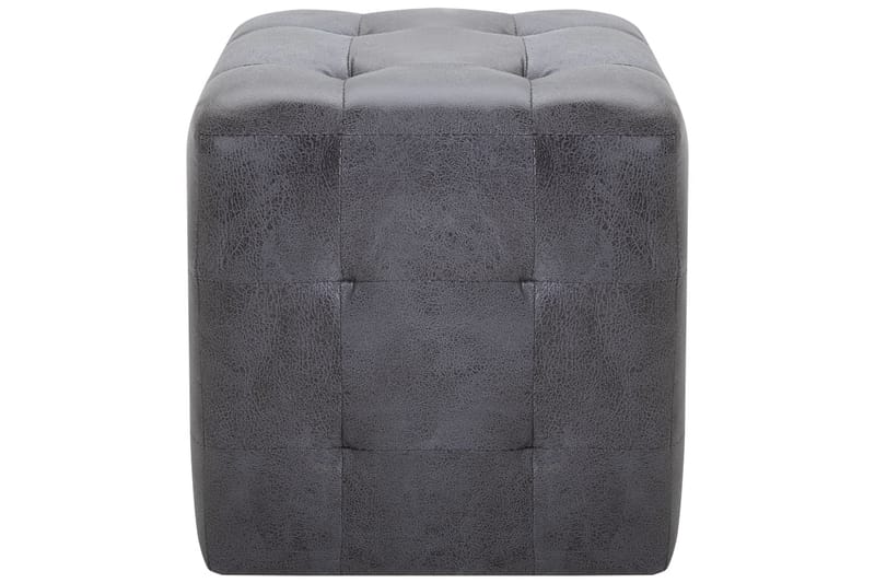Puf 2 stk. 30 x 30 x 30 cm imiteret ruskind - Grå - Møbler - Stole & lænestole - Taburet & skammel - Ottoman