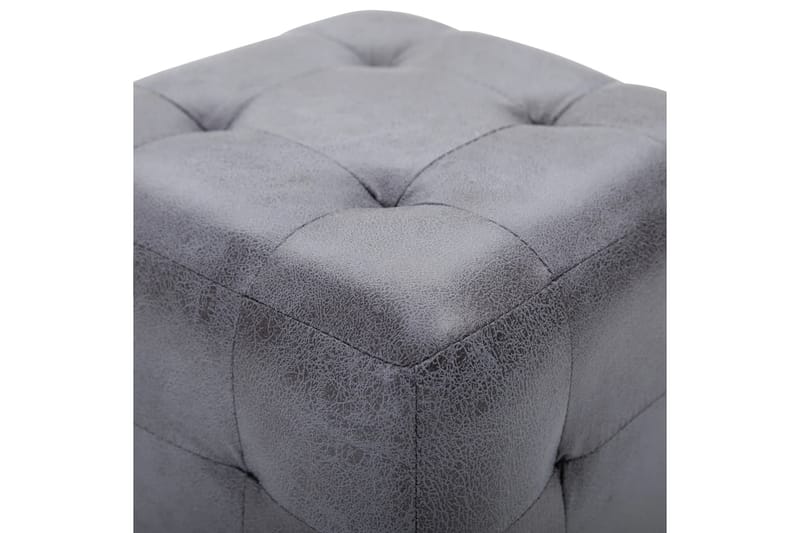 Puf 2 stk. 30 x 30 x 30 cm imiteret ruskind - Grå - Møbler - Stole & lænestole - Taburet & skammel - Ottoman