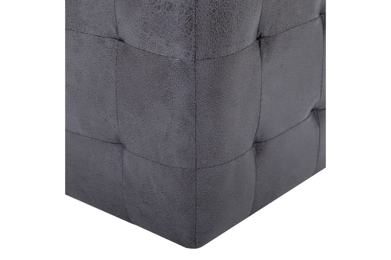 Puf 2 stk. 30 x 30 x 30 cm imiteret ruskind - Grå - Møbler - Stole & lænestole - Taburet & skammel - Ottoman