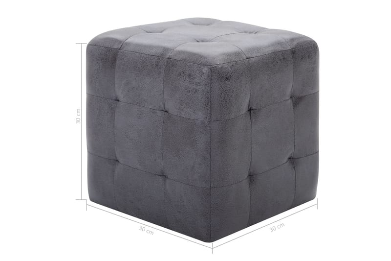 Puf 2 stk. 30 x 30 x 30 cm imiteret ruskind - Grå - Møbler - Stole & lænestole - Taburet & skammel - Ottoman