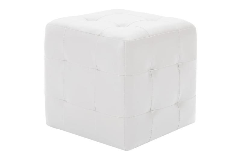 Puf 2 stk. 30 x 30 x 30 cm kunstlæder hvid - Hvid - Ottoman