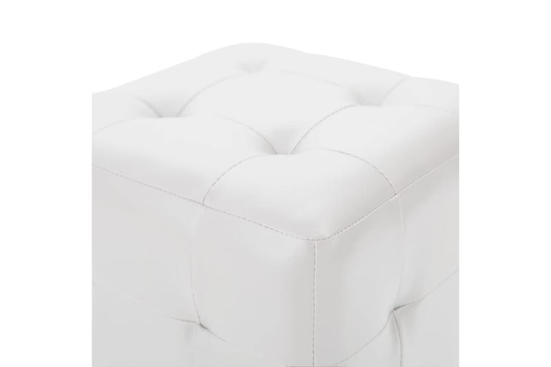 Puf 2 stk. 30 x 30 x 30 cm kunstlæder hvid - Hvid - Ottoman