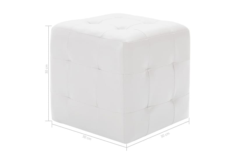 Puf 2 stk. 30 x 30 x 30 cm kunstlæder hvid - Hvid - Ottoman