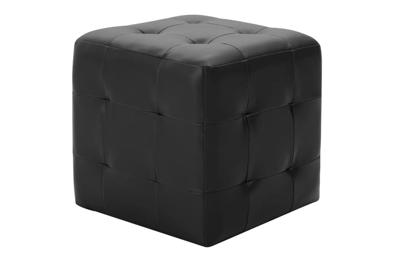 Puf 2 stk. 30 x 30 x 30 cm kunstlæder sort - Sort - Ottoman