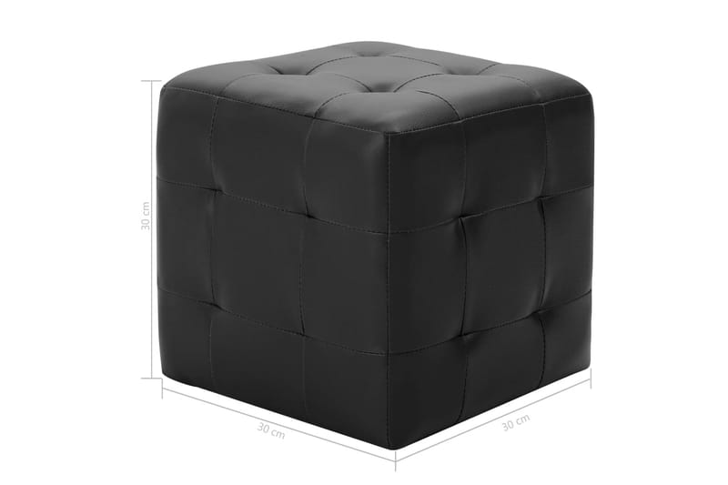 Puf 2 stk. 30 x 30 x 30 cm kunstlæder sort - Sort - Ottoman